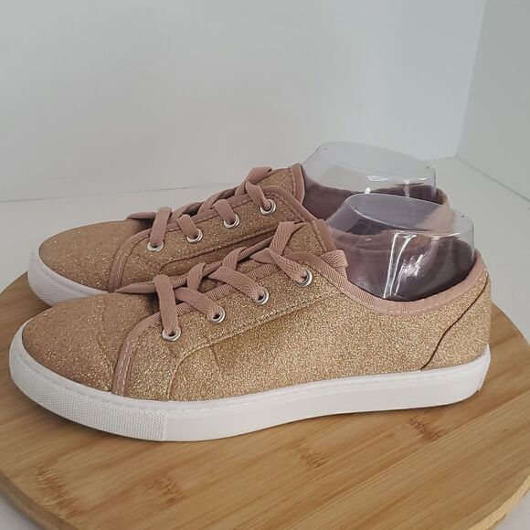 ASOS Rose Gold Glitter Canvas Sneakers Women's Shoe Size 7WF - Picture 4 of 10